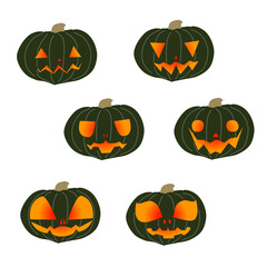 Jack-o'-Lantern Halloween Pattern  (Ver. C) – Transparent Pumpkin Icons (PNG Version)