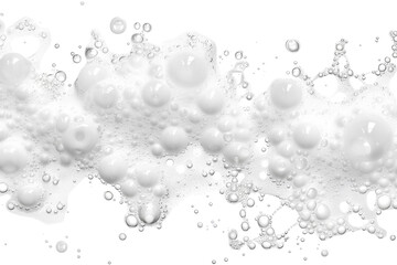 Dynamic white water splash and foam isolated on transparent background