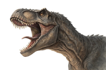 Fierce tyrannosaurus rex dinosaur roaring isolated on transparent background