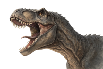 Fierce tyrannosaurus rex dinosaur roaring isolated on transparent background