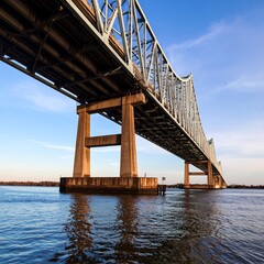 Fototapeta premium Steel Bridge Over River