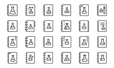 24 Science and Laboratory Line Icons DNA, Chemistry, Biology, Physics, Research, Experiment, and Medical Vector Icon Set for Scientists, Teachers, and STEM Projects