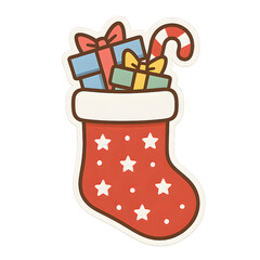 Festive christmas stocking filled with colorful gifts transparent background fun holiday decor cheerful vibe playful concept