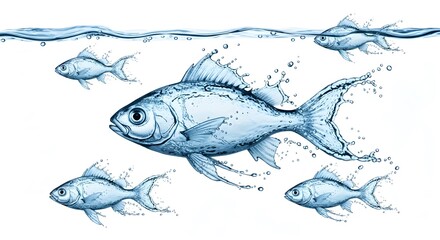 Obraz premium Vector silhouette of an aquatic tuna fish in the ocean