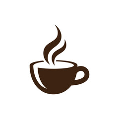 Obraz premium Simple brown coffee cup with steam rising against a light background