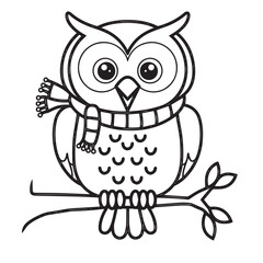 An owl line art vector illustration