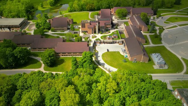 Aerial view of Oakland Community College is a public community college Established in 1964 and largest community college in Michigan.