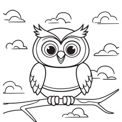 An owl line art vector illustration