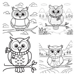 An owl line art vector illustration