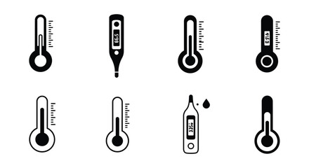 Collection of Thermometer Icons illustration Showing Different Temperatures for Medical and Scientific Use