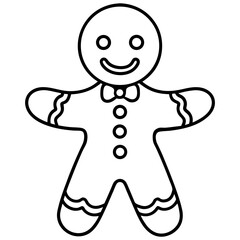Minimalist Gingerbread Man Line Illustration