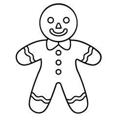 Minimalist Gingerbread Man Line Illustration