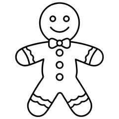 Minimalist Gingerbread Man Line Illustration
