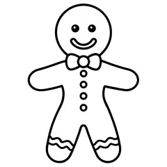 Minimalist Gingerbread Man Line Illustration