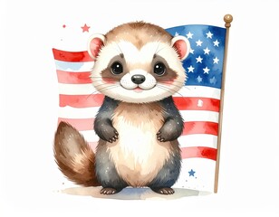 A cute cartoon ferret. Adorable animated polecat funny mustelid drawing comical weasel illustration charming marten image.