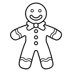 Minimalist Gingerbread Man Line Illustration