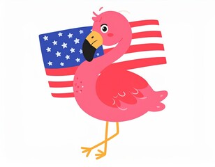 A cute cartoon flamingo. Charming avian caricature pink wading bird comical design tropical fauna cheerful illustration.