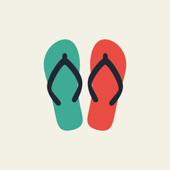 Two colorful flip-flops on a light background.