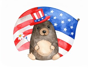 A cute cartoon mole. Adorable animated groundhog funny burrowing mammal childish illustration.