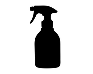 Monochrome silhouette of a spray bottle used for cleaning or gardening