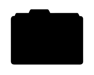 Black document folder silhouette with a tab and rounded corners illustration