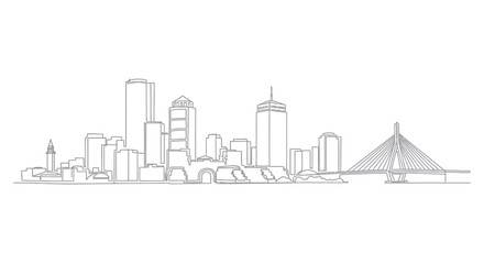 Cityscape in Silhouette: A sophisticated, linear illustration showcasing the modern skyline, embodying the spirit of urban design and architectural finesse.
