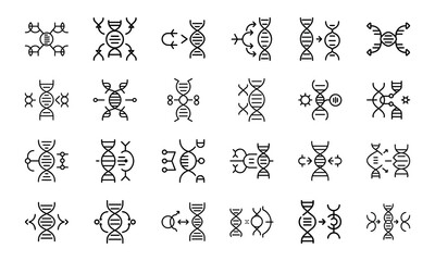 24 Science and Laboratory Line Icons DNA, Chemistry, Biology, Physics, Research, Experiment, and Medical Vector Icon Set for Scientists, Teachers, and STEM Projects