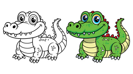 Cute crocodile cartoon coloring