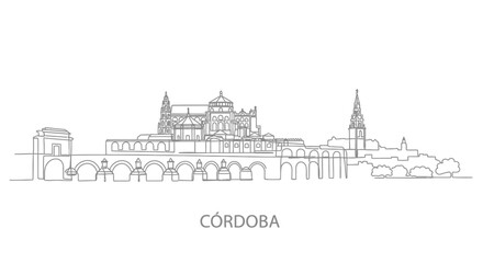 Fototapeta premium Cordoba's Architectural Tapestry: A simple, yet captivating, line drawing of the stunning Cordoba skyline.
