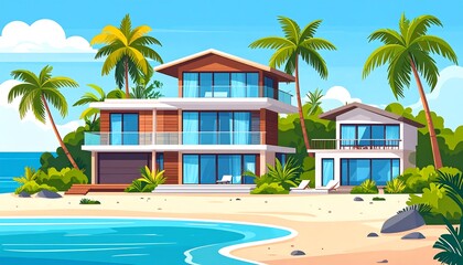 Fototapeta premium Tropical beachfront villas