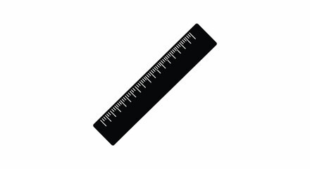 Black Silhouette Illustration of a Ruler for Measuring and Drawing Straight Lines