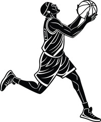 Fototapeta premium Black Basketball Jumping Man vector icon, Basketball vector silhouette 