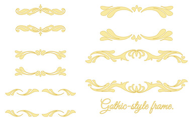 金色風の手描き装飾フレームセット。