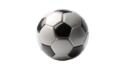 Fototapeta premium Soccer ball with black and white pentagons isolated on transparent background for sports, recreation, and team play, perfect for graphic design and illustration