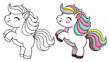 Cute horse cartoon coloring