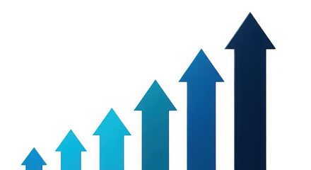 Ai generated image of blue arrows showing upward growth and progress isolated on transparent background