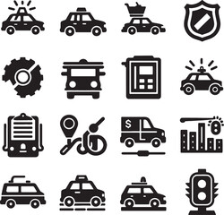 transport icons set
