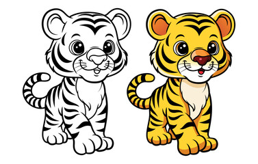 Cute Tiger Catoon Coloring