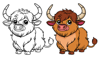 Yak cartoon coloring 