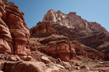 Desert canyon with layered red rock formations