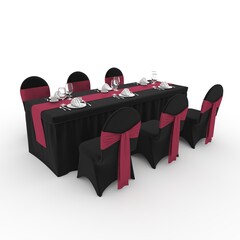 3d render Banquet Table and Chair design element Furniture