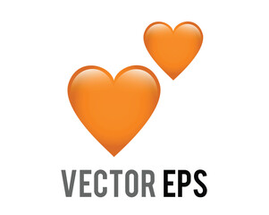 Two love orange glossy hearts icon, used for expressions of love is in air