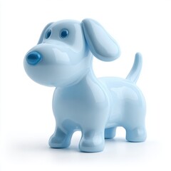 Fototapeta premium Light Blue Cartoon Puppy on White Background