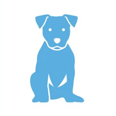 Fototapeta premium Light Blue Dog Silhouette Sitting on White Background