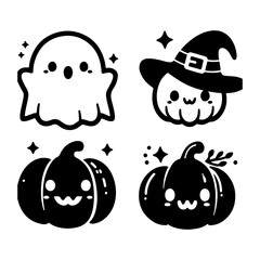 halloween pumpkin and ghost set