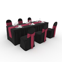 3d render Banquet Table and Chair design element Furniture