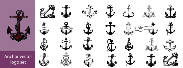 Anchor vector logo set. Anchor icon set
