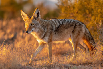 Coyote prowling at dusk in the Sonoran Desert