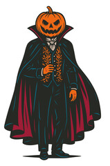 Halloween scarecrow dressed as jack o