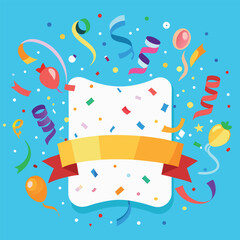 Celebration background template with confetti Colorful ribbons. luxury greeting rich card